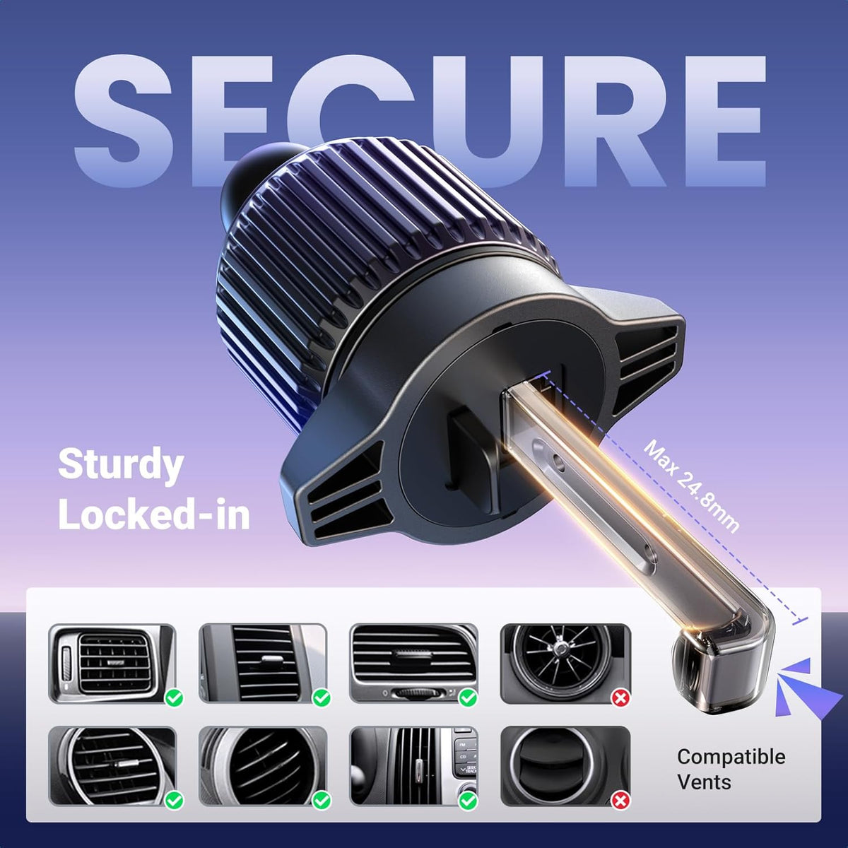 UGREEN MagSafe Car Phone Holder – One-Hand Auto Lock & 360° Rotation حامل هاتف UGREEN للسيارة بتقنية MagSafe – قفل تلقائي بيد واحدة ودوران 360°