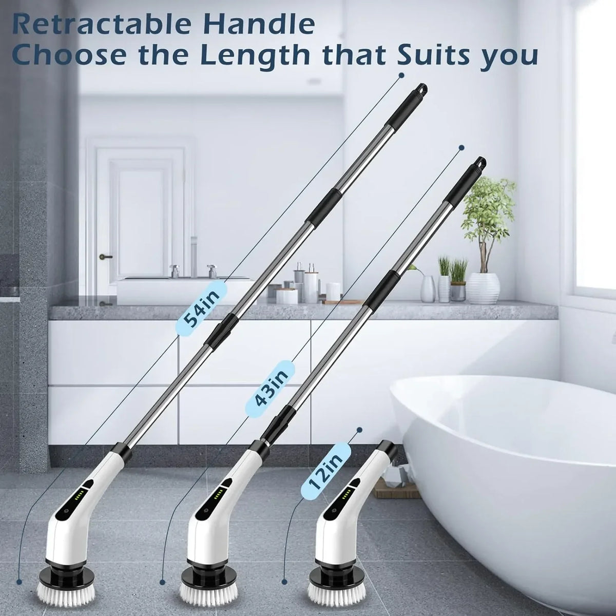 Electric Spin Scrubber 7-in-1 with 54" Adjustable Handle