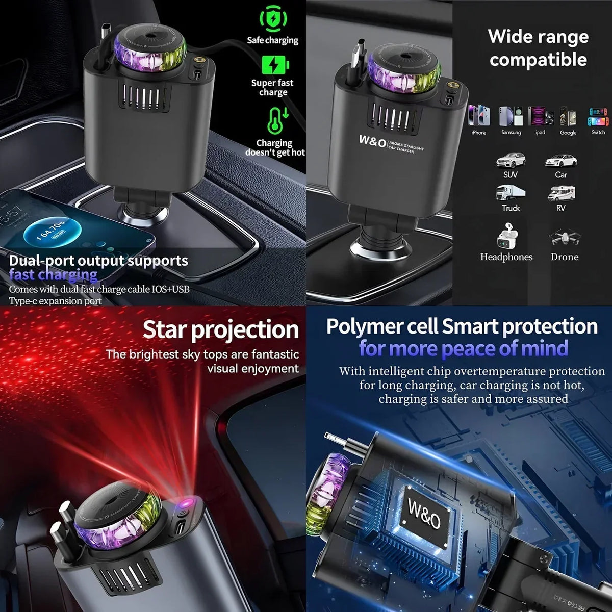 5 in 1 Straight Car Charger
