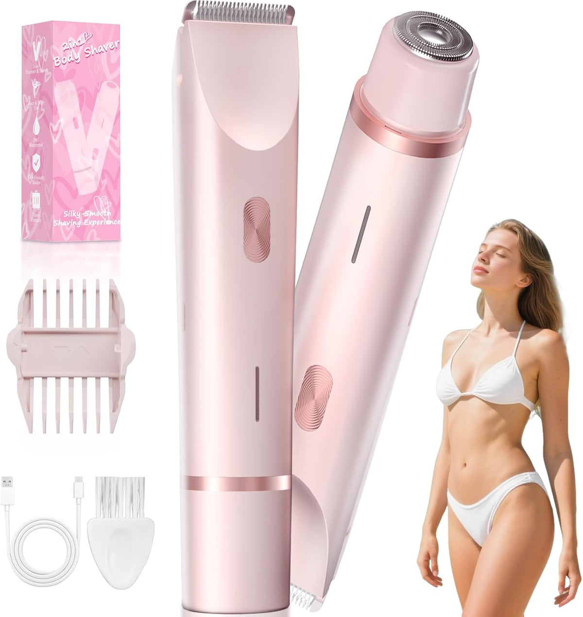 All-in-One Electric Trimmer for Face, Body & Bikini Area ماكينة تشذيب كهربائية متعددة الاستخدامات للوجه والجسم ومنطقة البكيني