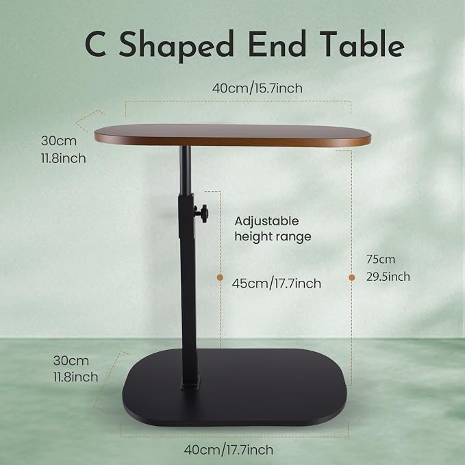 360° Swivel C-Shaped Sofa Side Table | طاولة جانبية للكنبة بتصميم C ودوران 360