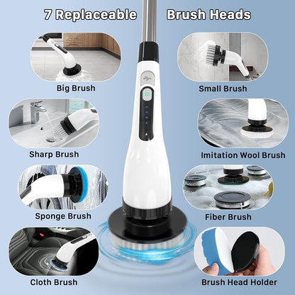 Electric Spin Scrubber 7-in-1 with 54" Adjustable Handle