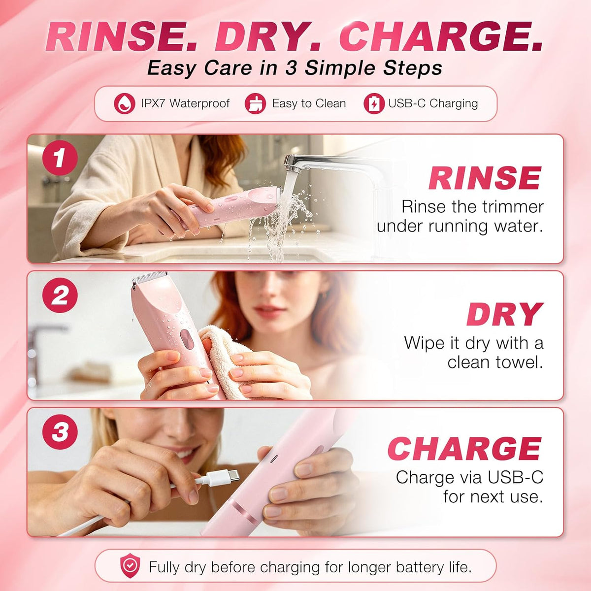 All-in-One Electric Trimmer for Face, Body & Bikini Area ماكينة تشذيب كهربائية متعددة الاستخدامات للوجه والجسم ومنطقة البكيني