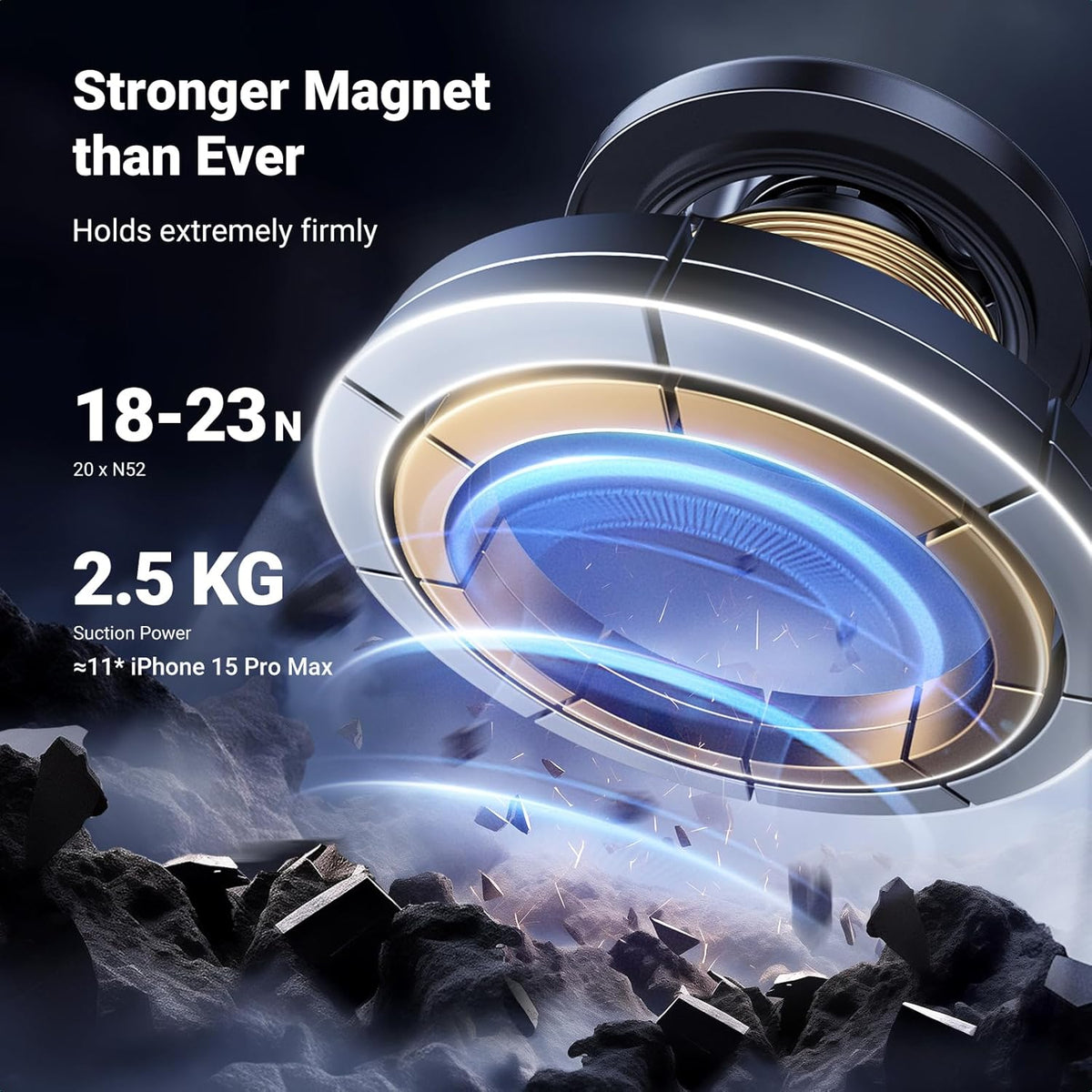 UGREEN MagSafe Car Phone Holder – One-Hand Auto Lock & 360° Rotation حامل هاتف UGREEN للسيارة بتقنية MagSafe – قفل تلقائي بيد واحدة ودوران 360°