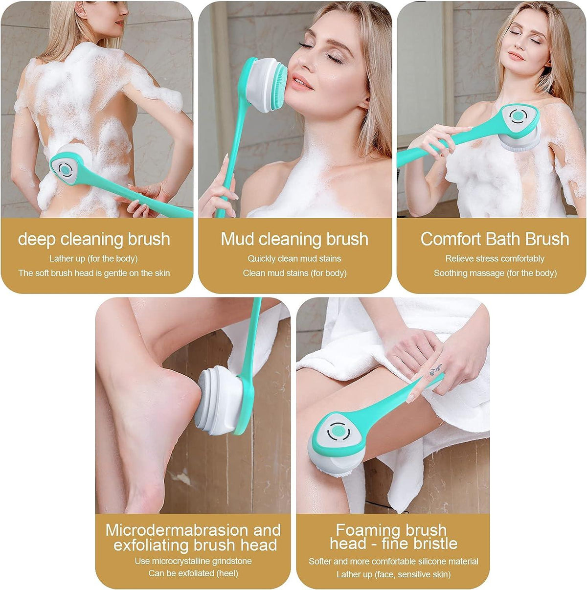 Electric 5-in-1 Body Shower Scrubber Brush