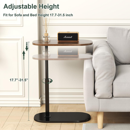 360° Swivel C-Shaped Sofa Side Table | طاولة جانبية للكنبة بتصميم C ودوران 360