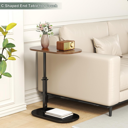 360° Swivel C-Shaped Sofa Side Table | طاولة جانبية للكنبة بتصميم C ودوران 360