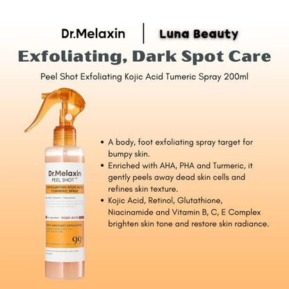 Dr.Melaxin Peel Shot Kojic Acid Turmeric Exfoliating Spray – 200ml